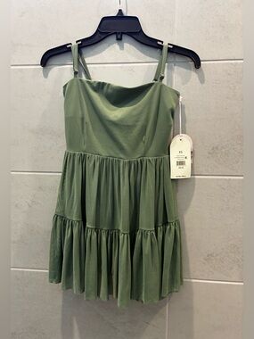 Blogilates Green Tiered Ballerina Mini Dress with Adjustable Straps NWT XS